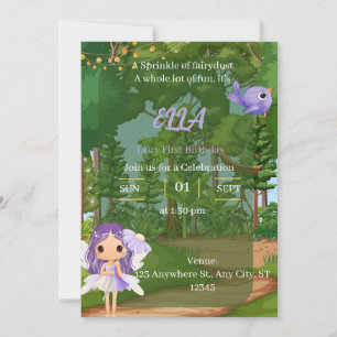 Enchanted Purple Fairy Birthday Invitatio Invitation