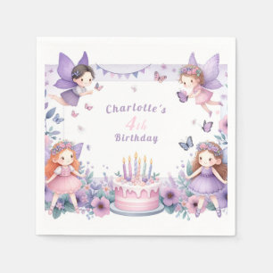Enchanted Purple Fairy garden - Birthday Napkins