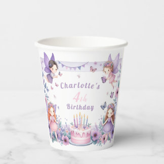 Enchanted Purple Fairy garden - Birthday  Paper Cups