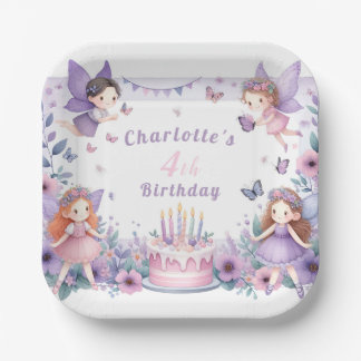Enchanted Purple Fairy garden - Birthday  Paper Plates