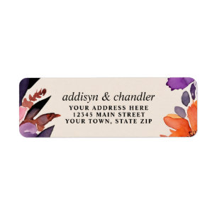 Enchanted Purple + Orange Floral Halloween Wedding Label