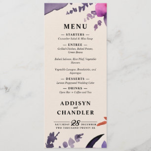 Enchanted Purple + Orange Floral Halloween Wedding Program