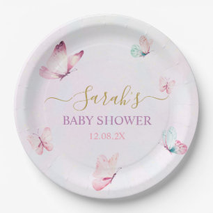 Enchanted Purple Pink Butterfly Paper Plates