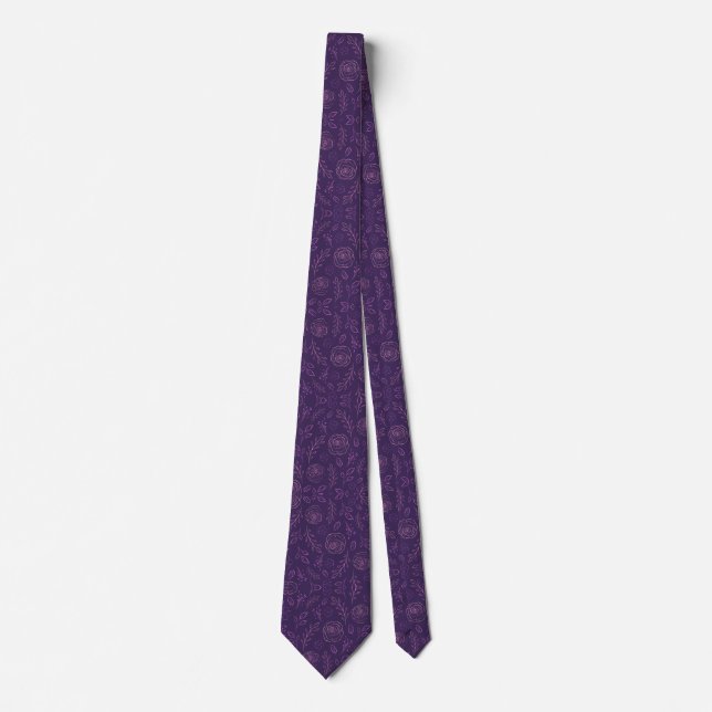 Enchanted Purple Rose Garden Neck Tie (Front)