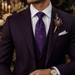 Enchanted Purple Rose Garden Neck Tie
