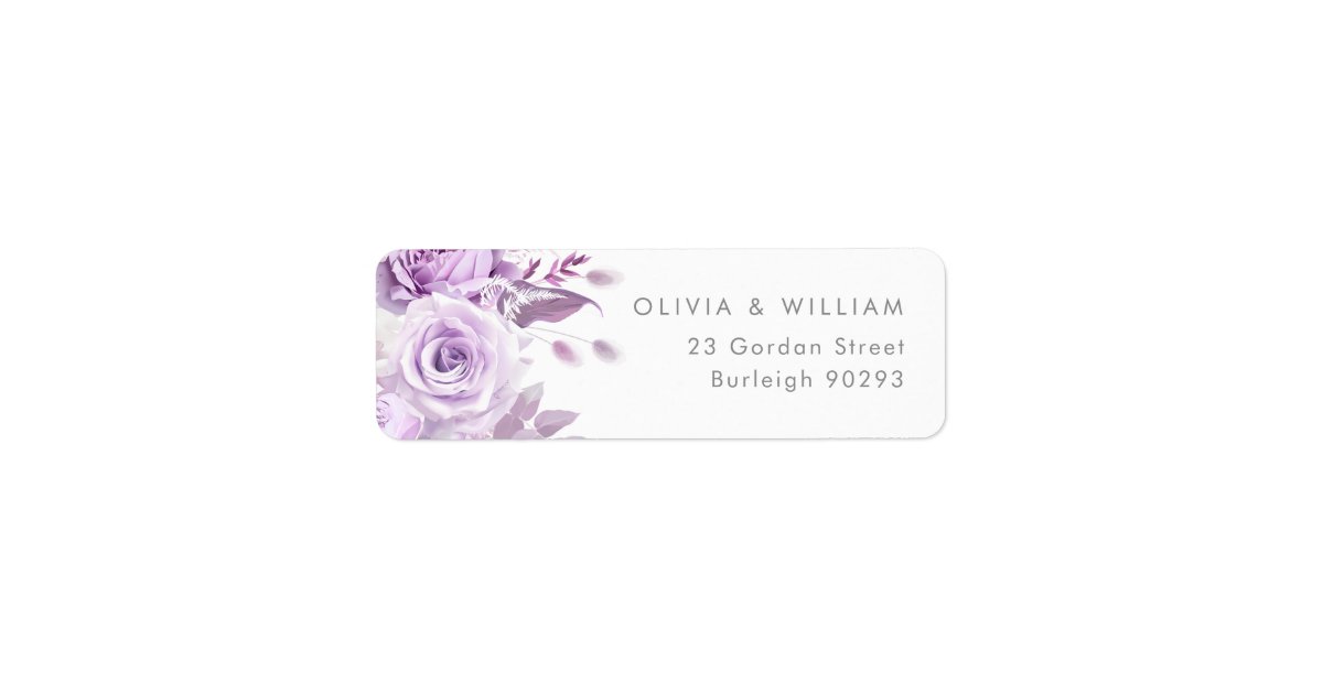 Enchanted Purple Rose Wedding Return Address Label | Zazzle