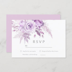 Enchanted Purple Roses Elegant Wedding RSVP Card