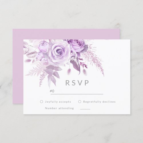 Enchanted Purple Roses Elegant Wedding RSVP Card