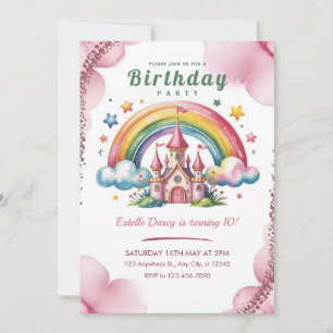 Enchanted Rainbow Castle Invitation