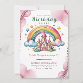 Enchanted Rainbow Castle Invitation