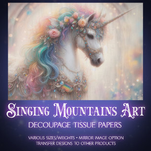 Enchanted Rainbow Unicorn Craft Decoupage  Tissue Paper