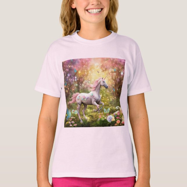 "Enchanted Rainbow Unicorn Forest T-Shirt" T-Shirt (Front)