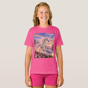 Enchanted Rainbow Unicorn Girls Pink T-Shirt