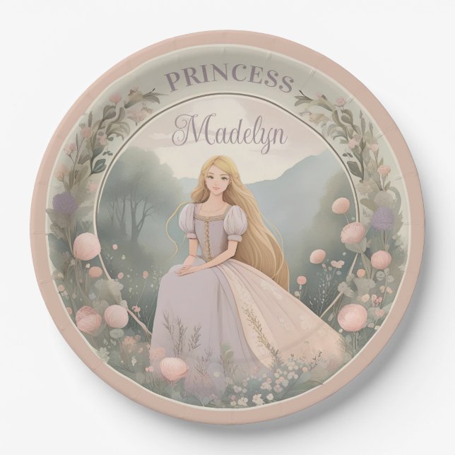 Enchanted Rapunzel Princess Paper Plates (Front)