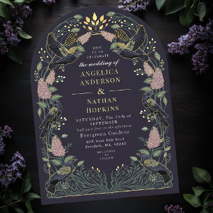 Enchanted Raven Lilac Gothic Wedding Ach Invitation