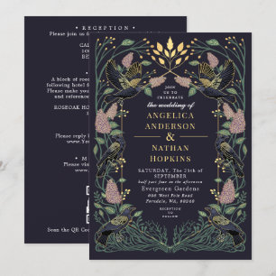 Enchanted Raven Lilac Gothic Wedding All In One Invitation