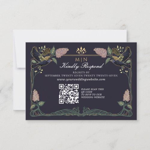 Enchanted Raven Lilac Gothic Wedding RSVP Card