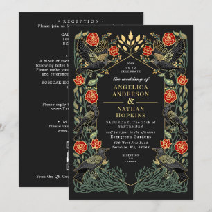 Enchanted Raven Roses Gothic Wedding QR Code Invitation