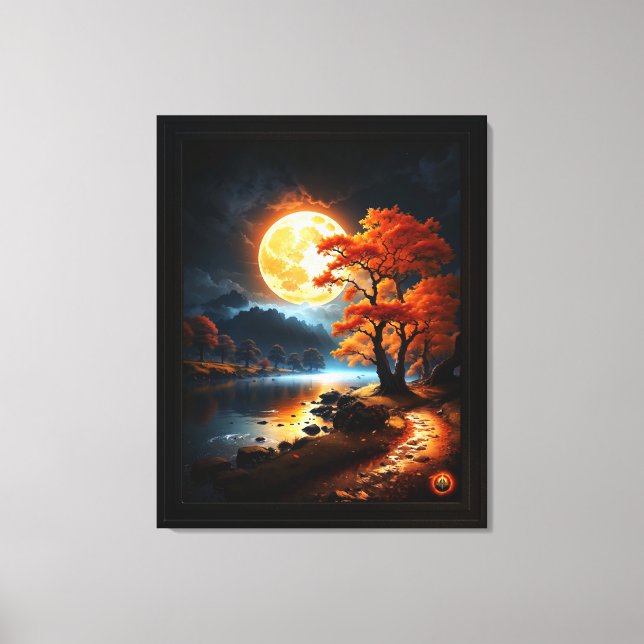 Enchanted Realm Of The Orange Moon by Xzendor7 Canvas Print (Front)