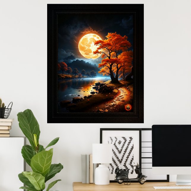 Enchanted Realm Of The Orange Moon by Xzendor7 Poster (Home Office)