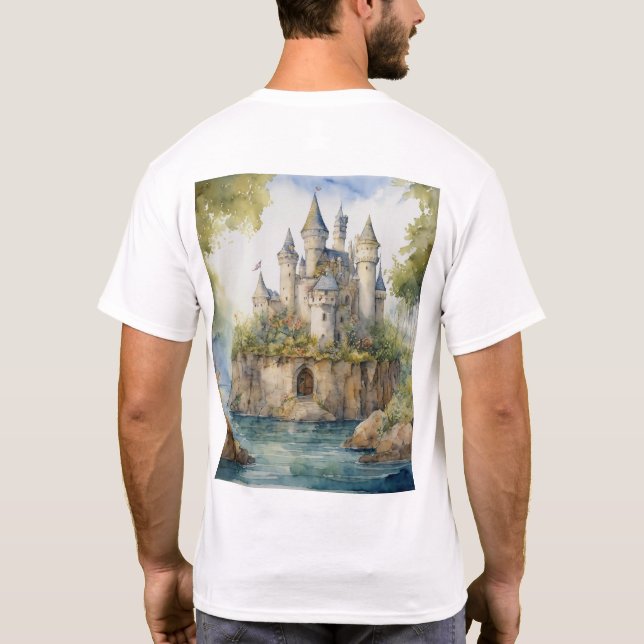 Enchanted Realms: Fairy Tale Castle Outlines  T-Shirt (Back)