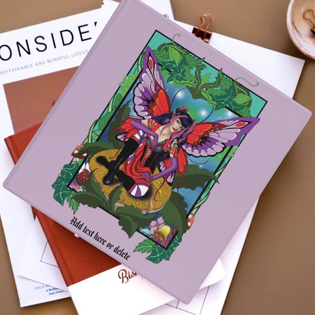 Enchanted Rebel Fairy Purple Red Gothic 3 Ring Binder (Creator Uploaded)