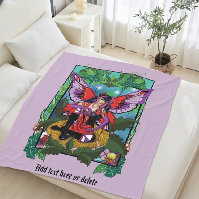 Enchanted Rebel Fairy Purple Red Gothic Fleece Blanket (Creator Uploaded)