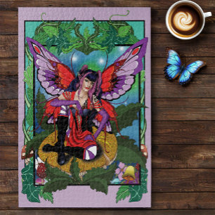 Enchanted Rebel Fairy Purple Red Gothic Jigsaw Puzzle