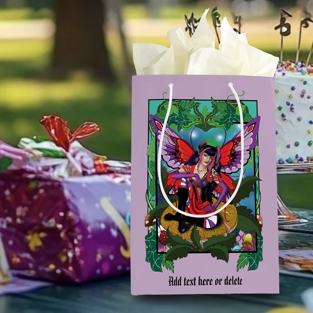 Enchanted Rebel Fairy Purple Red Gothic Medium Gift Bag (Creator Uploaded)