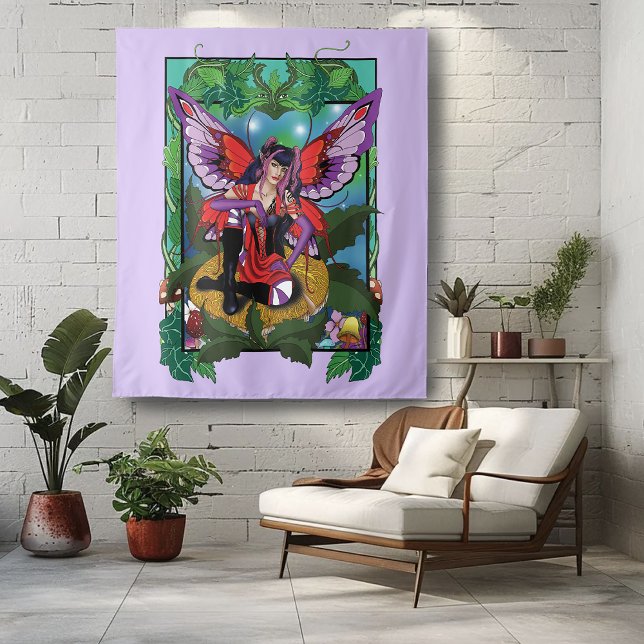 Enchanted Rebel Fairy Purple Red Gothic Tapestry (Creator Uploaded)