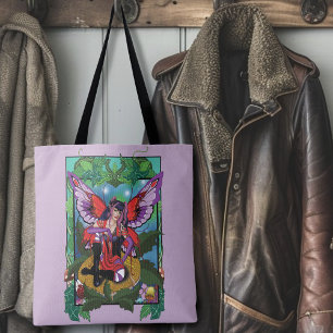 Enchanted Rebel Fairy Purple Red Gothic Tote Bag