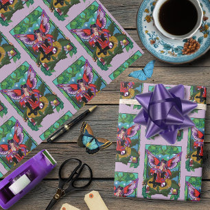 Enchanted Rebel Fairy Purple Red Gothic Wrapping Paper