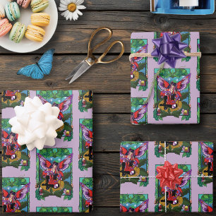 Enchanted Rebel Fairy Purple Red Gothic Wrapping Paper Sheets