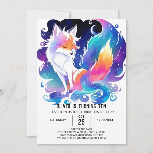 Enchanted Red Fox Delight Birthday Invitation (Front)