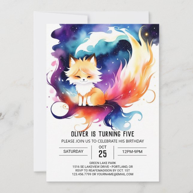 Enchanted Red Fox Forest Birthday Invitation (Front)