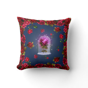 Enchanted Red Rose Beauty Girls Throw Pillow
