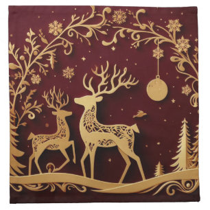 Enchanted Reindeer – Holiday Whimsy Cloth Napkin