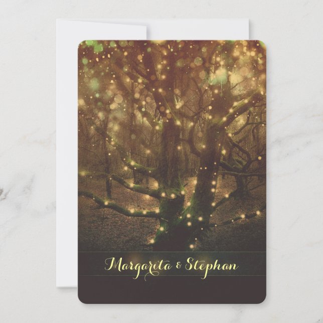 Enchanted romantic forest lights bridal shower invitation (Front)