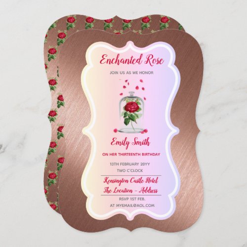 ENCHANTED ROSE Birthday Invitation Fairytale