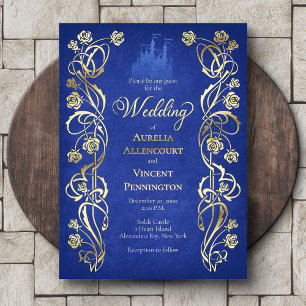 Enchanted Rose Castle Wedding Foil Invitation