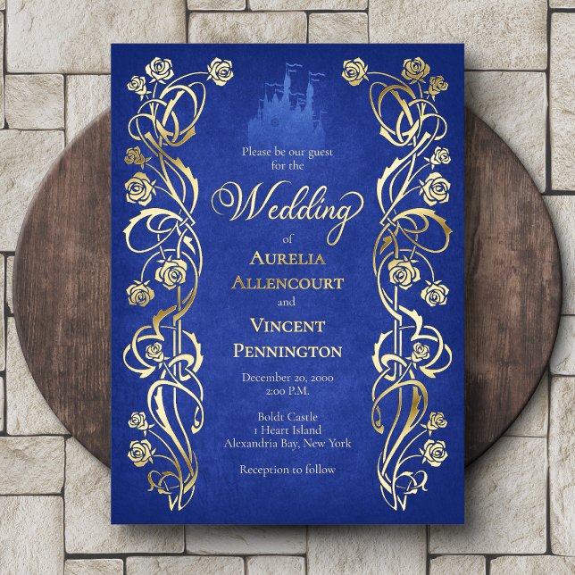 Enchanted Rose Castle Wedding Foil Invitation (Creator Uploaded)