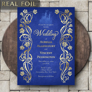 Enchanted Rose Castle Wedding Foil Invitation