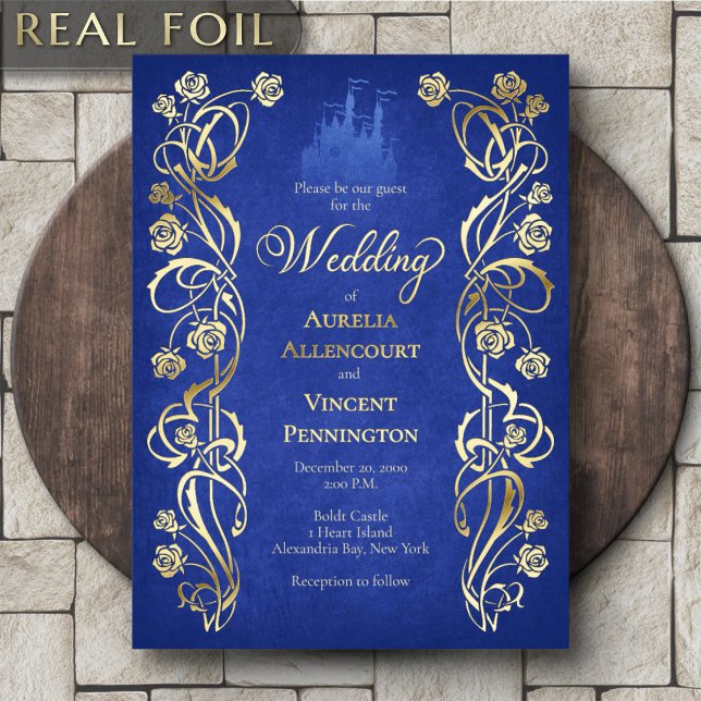 Enchanted Rose Castle Wedding Foil Invitation (Creator Uploaded)