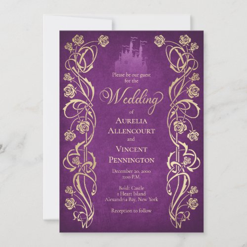 Enchanted Rose Castle Wedding Invitation