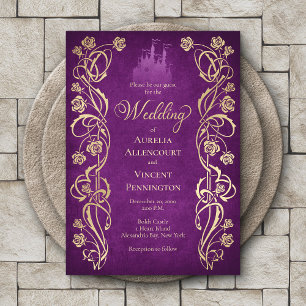 Enchanted Rose Castle Wedding Invitation
