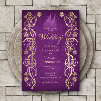 Enchanted Rose Castle Wedding Invitation