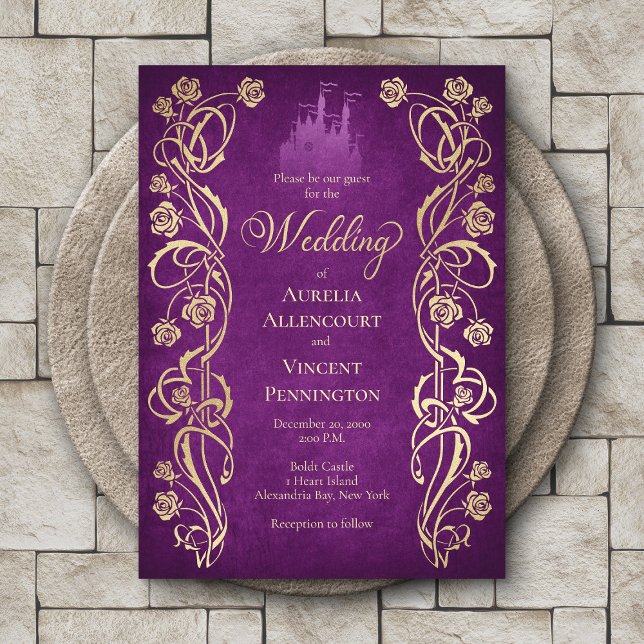 Enchanted Rose Castle Wedding Invitation (Creator Uploaded)