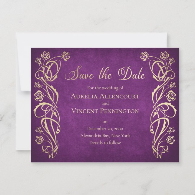Enchanted Rose Castle Wedding Save The Date (Front)