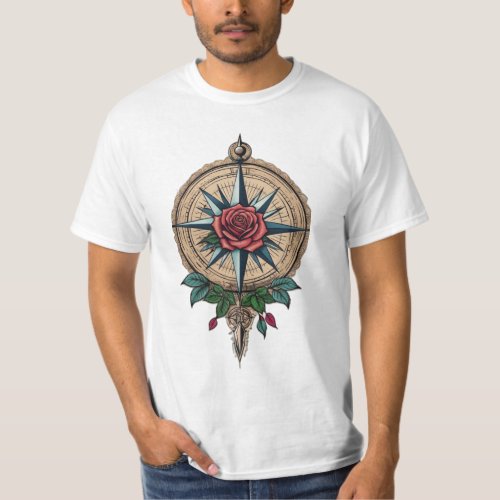 Enchanted Rose Compass Tattoo_Inspired T_Shirt 