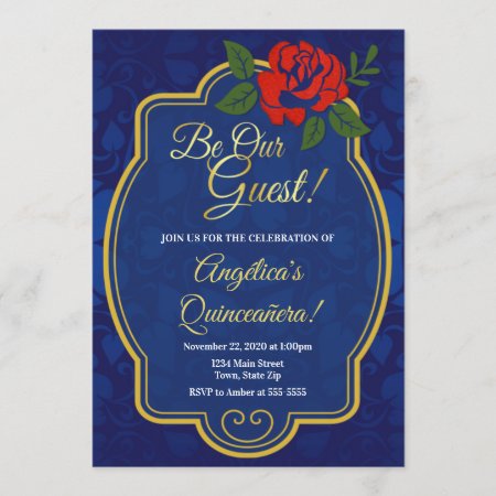 Enchanted Rose Fairytale Quinceañera Invitation